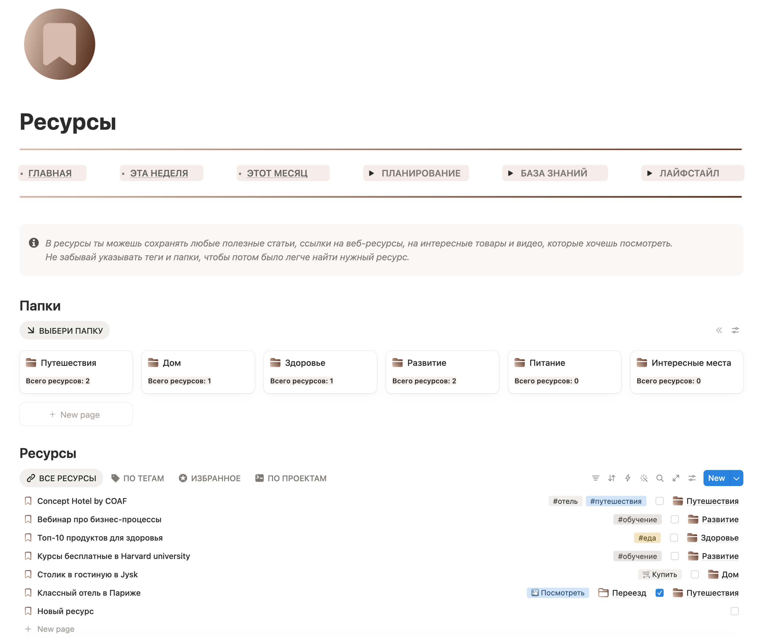 Ресурсы и папки